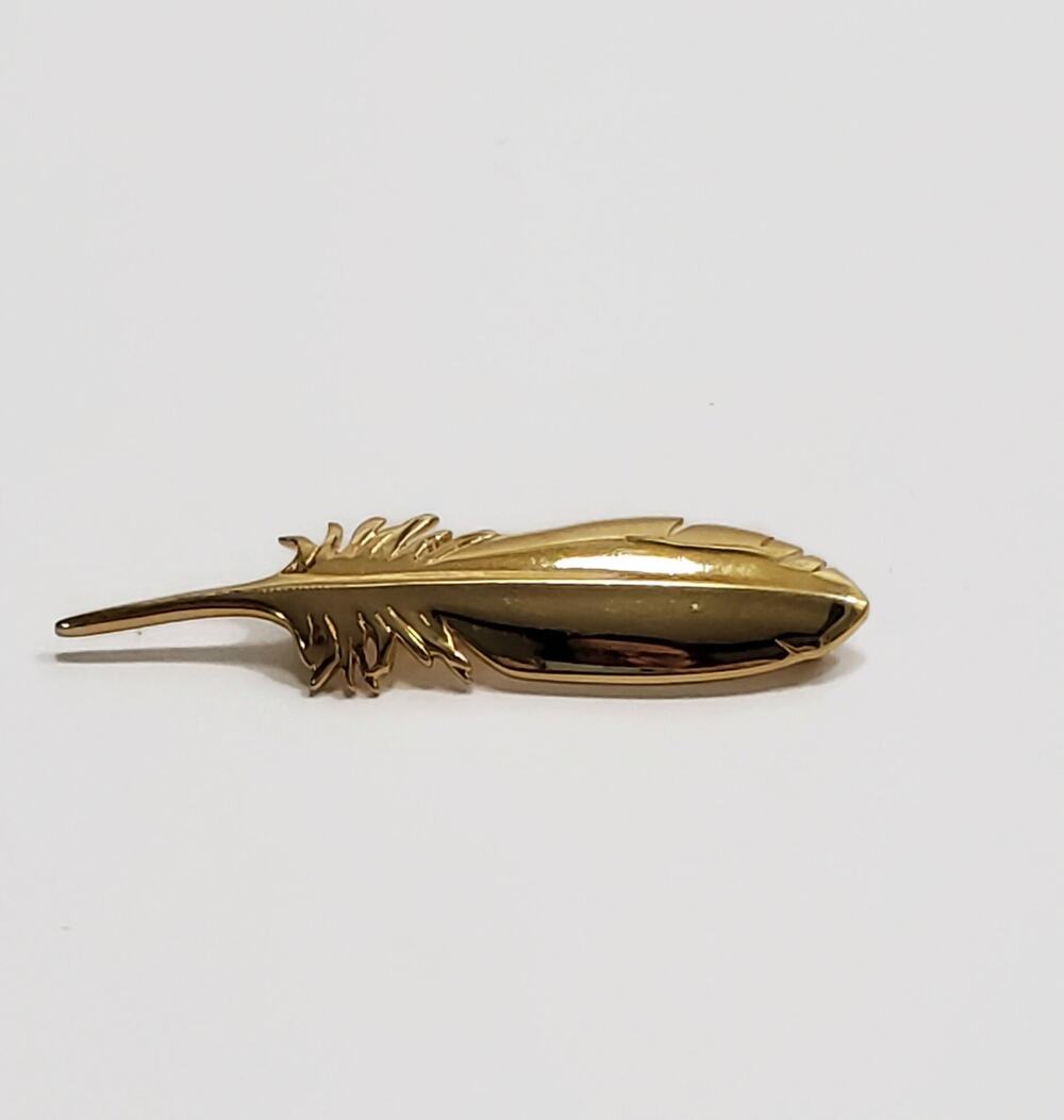 Vintage Givenchy Gold Tone Feather Pin Brooch Signed